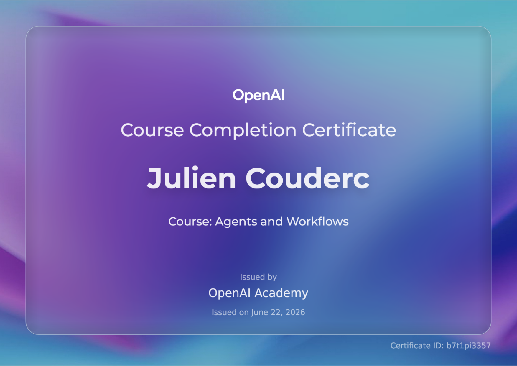 OpenAI Academy — Agents and Workflows — Julien Couderc