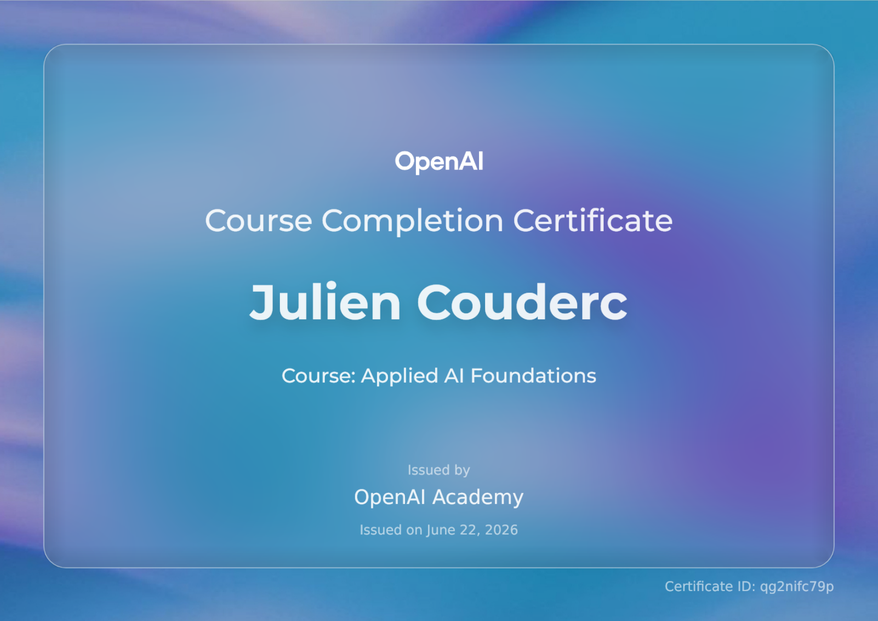 OpenAI Academy — Applied AI Foundations — Julien Couderc